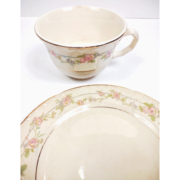 Vintage Tea Cup And Saucer Crooksville China USA Gold Trim Farmhouse 1950's - Picture 6 of 7